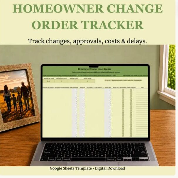 Homeowner Change Order Tracker spreadsheet